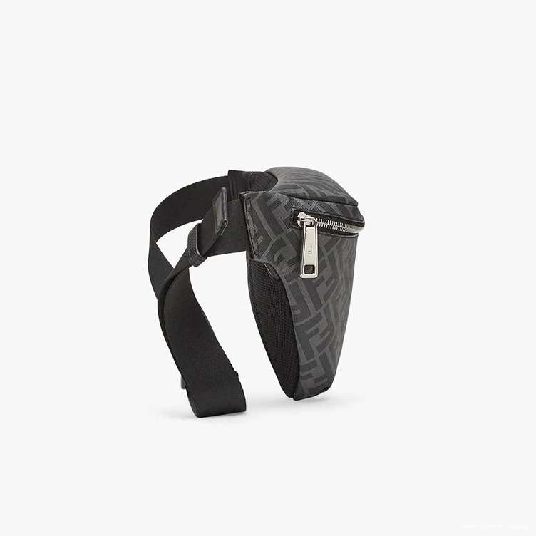 Affordable Black Motif Fabric Bag Yellow FF Fendi In Belt 0712